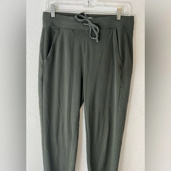 Loft Olive Knit Joggers Small Pockets Drawstring Casual Athleisure Soft Cozy - Picture 2 of 10